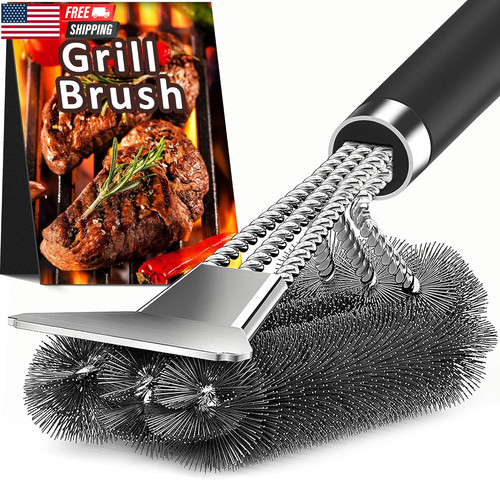 Grill brush with scraper - brush, 18"